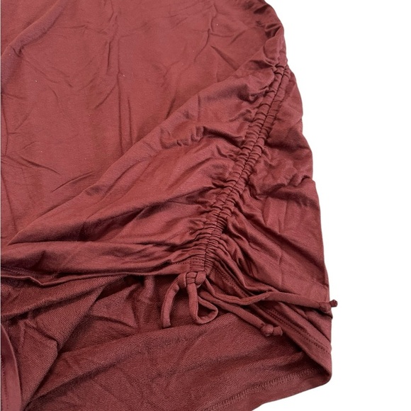 Ava Sam Rusty Orange Red Ruched Midi Dress Size L - Picture 13 of 17